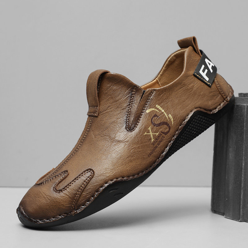 复古男士懒人鞋休闲皮鞋春秋薄底透气一脚蹬豆豆鞋大码平底乐福鞋,流行男鞋,休闲皮鞋,淘宝优惠券,粉丝福利购,淘宝优惠卷