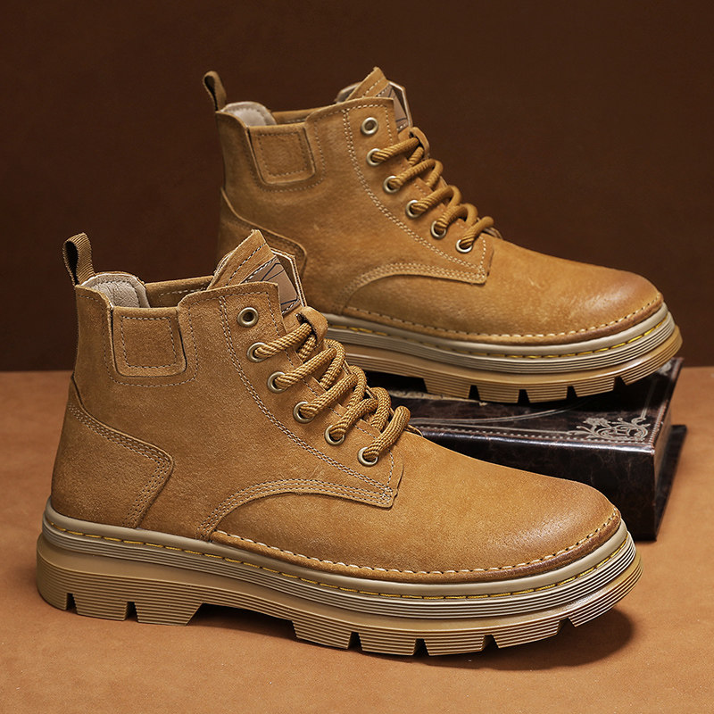 户外大黄靴厚底增高马丁靴秋冬新款男士靴子加绒加厚棉鞋高帮男靴,流行男鞋,马丁靴,淘宝优惠券,粉丝福利购,淘宝优惠卷