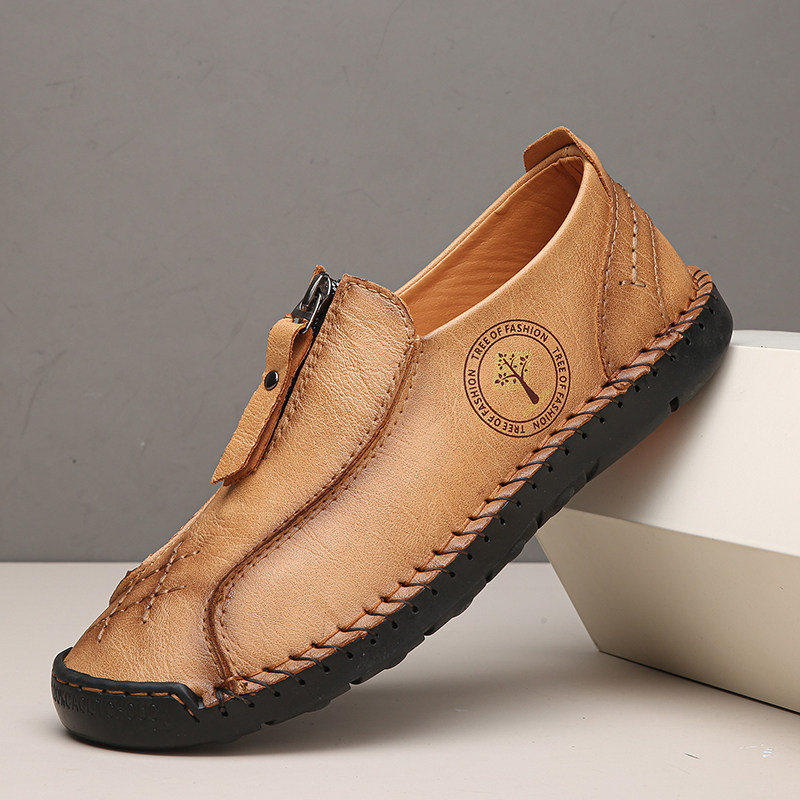 秋季新款拉链驾车鞋复古风软底乐福鞋大码男鞋休闲皮鞋手工豆豆鞋,流行男鞋,休闲皮鞋,淘宝优惠券,粉丝福利购,淘宝优惠卷