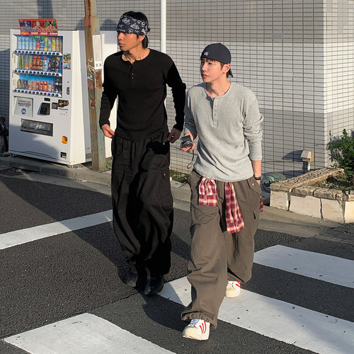 MRCYC华夫格亨利领长袖T恤