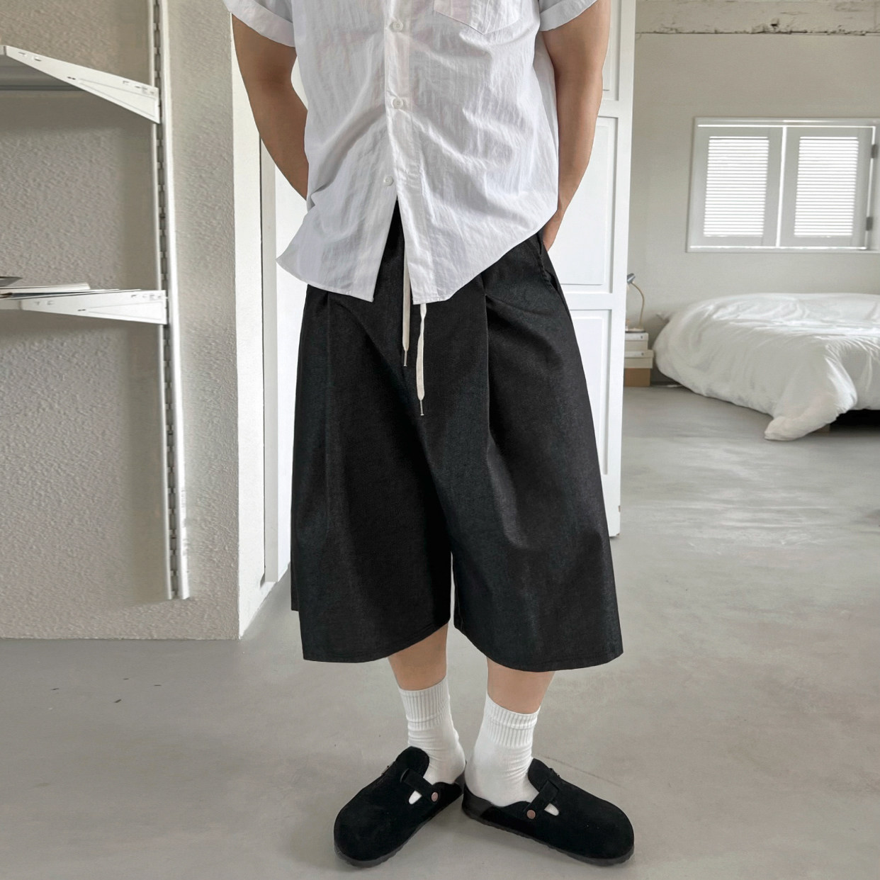 MRCYC垂坠感休闲西装短裤男夏季直筒阔腿七分裤韩系慵懒风中裤子,男装,休闲裤,淘宝优惠券,粉丝福利购,淘宝优惠卷