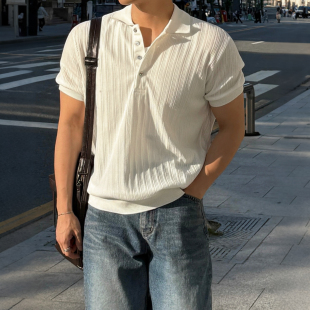 MRCYC老钱风男式polo短袖T恤男夏季修身休闲翻领短t韩系通勤穿搭