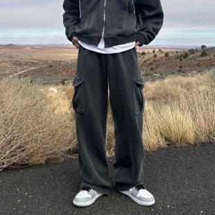 MRCYC工装直筒休闲裤男士春季宽松连帽开衫卫衣韩系潮流时尚套装