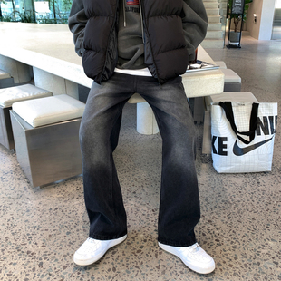 MRCYC复古风水洗直筒牛仔裤男冬季加厚宽松拖地裤子韩系通勤穿搭