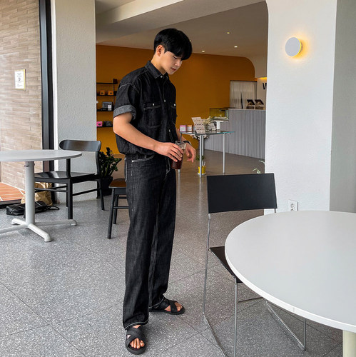 MRCYC夏季韩版宽松牛仔套装