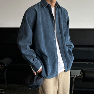 MRCYC简约休闲长袖衬衫男士春季宽松翻领外套韩系潮流高级感衬衣