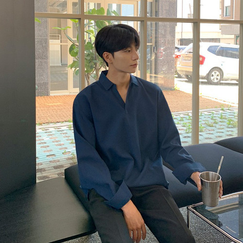 MRCYC春秋季韩版潮宽松翻领衬衫