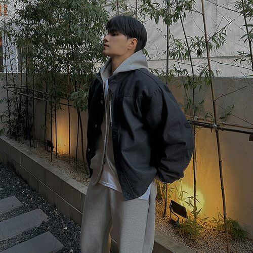 MRCYC韩版宽松立领牛仔夹克情侣