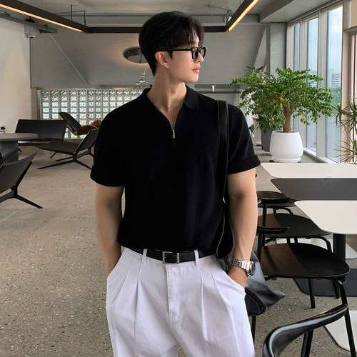 MRCYC韩系简约休闲针织短袖T恤