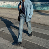 韩系潮流简约休闲裤 MRCYC做旧直筒牛仔裤 子 新款 宽松长裤 男士 春季