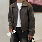 MRCYC美式 宽松翻领外套韩系潮流高级感夹克 春季 复古短款 皮衣男士