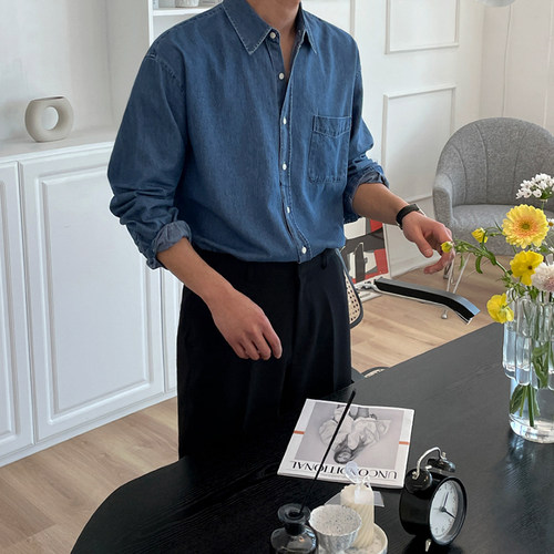 MRCYC韩版宽松长袖牛仔衬衣外套