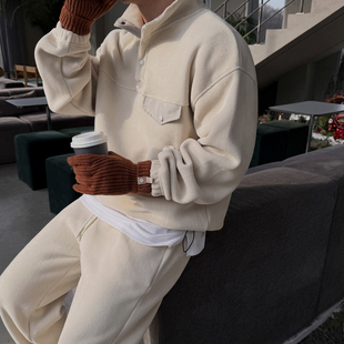 MRCYC秋冬季休闲运动套装男士宽松立领卫衣韩系通勤休闲束脚裤子