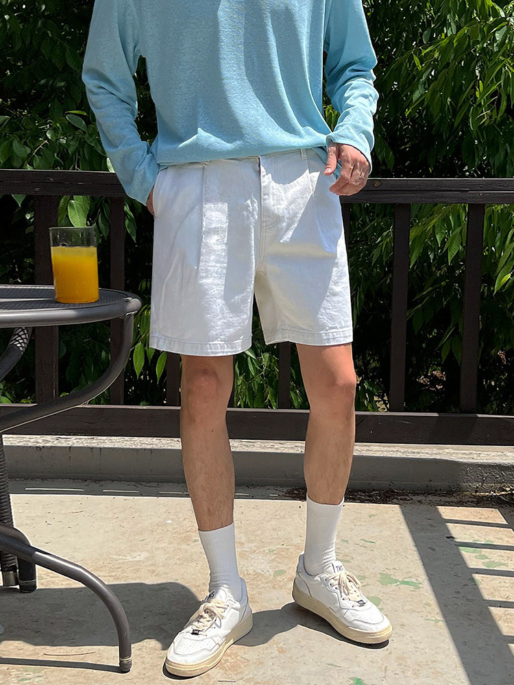 MRCYC 레트로 워시 데님 반바지 남성 여름 루즈 캐주얼 미디엄 바지 한국 스타일 트렌디 한 잘 생긴 5 점 바지