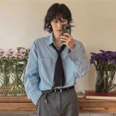 MRCYC日系条纹长袖 宽松休闲衬衣韩系通勤老钱风穿搭 秋季 衬衫 男士