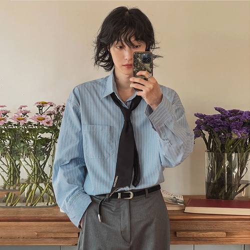 MRCYC日系条纹长袖衬衫