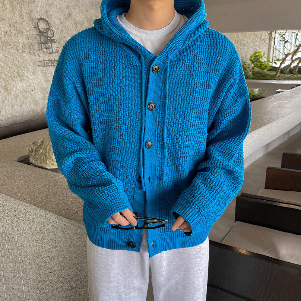 MRCYC韩版宽松针织开衫连帽毛衣