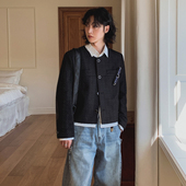 秋季 MRCYC小香风短款 外套男士 宽松圆领夹克韩系通勤风老钱风穿搭