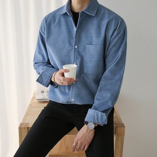 韩系潮流帅气灯芯绒百搭衬衣秋装 男长袖 外套 休闲衬衫 MRCYC秋季