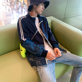 上衣夹克韩系休闲牛仔拼接外套学生宽松帅气男装 MRCYC男士 秋装 潮