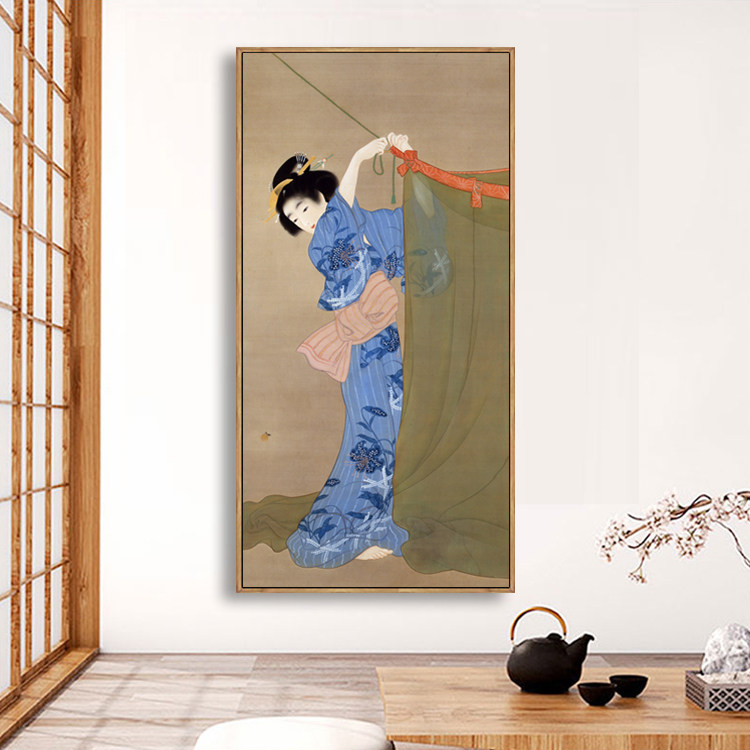 日式清新仕女图北欧装饰画客厅卧室床头玄关壁画酒店日式料理挂画