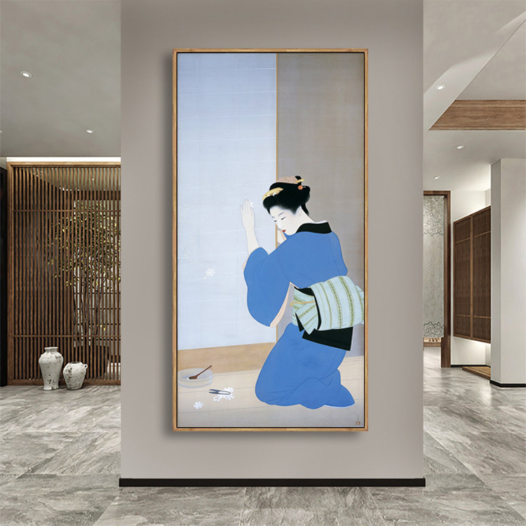 日式清新仕女图北欧装饰画客厅卧室床头玄关壁画酒店日式料理挂画