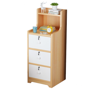 床头柜简约现代带锁收纳柜简易卧室窄缝床边小柜子储物柜置物架子