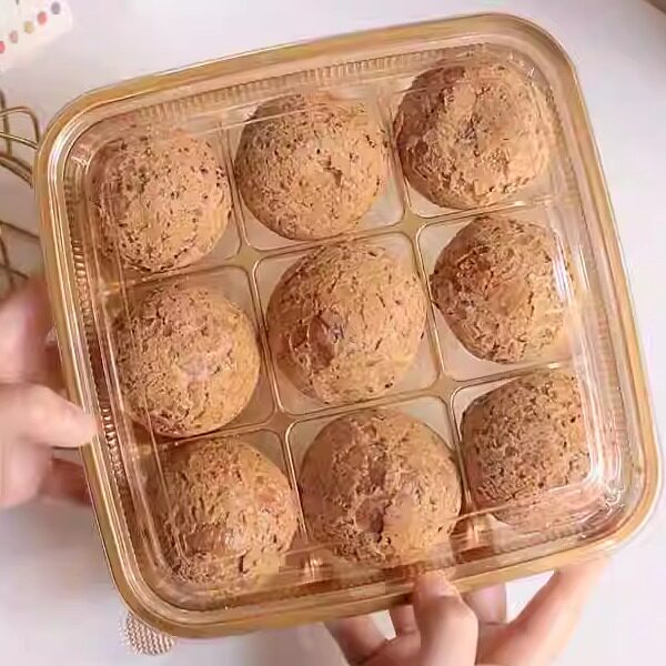 9粒/6粒大麻薯包装盒正方形九宫格甜品盒糕点巧克力蛋黄酥月饼盒