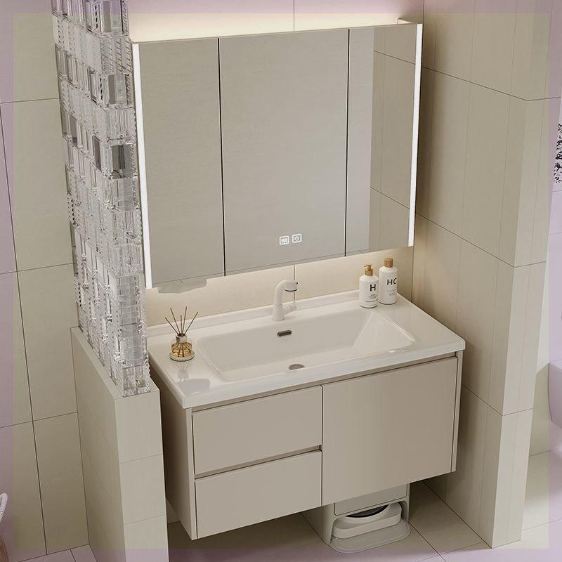 一体陶瓷盆浴室柜63CM73厘米83/93/103/113扫地机器人基站洗漱台