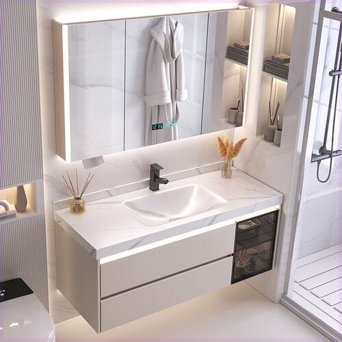定制岩板热弯一体盆浴室柜63/73/83/93/103/113卫生间洗漱洗手盆