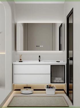 68/78厘米88/98cm108/118公分陶瓷一体盆浴室柜卫生间洗漱台定制