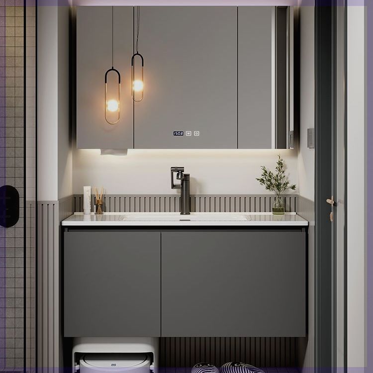 定制陶瓷一体盆浴室柜77CM87厘米97/107/117扫地机器人基站洗漱台