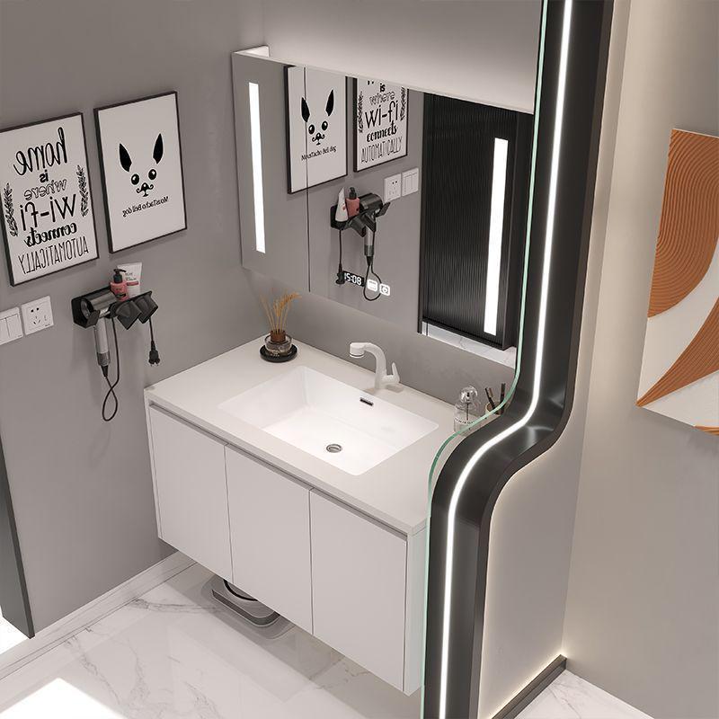 岩板无缝陶瓷盆73/83/93/103/113CM扫地机器人基站款浴室柜洗漱台