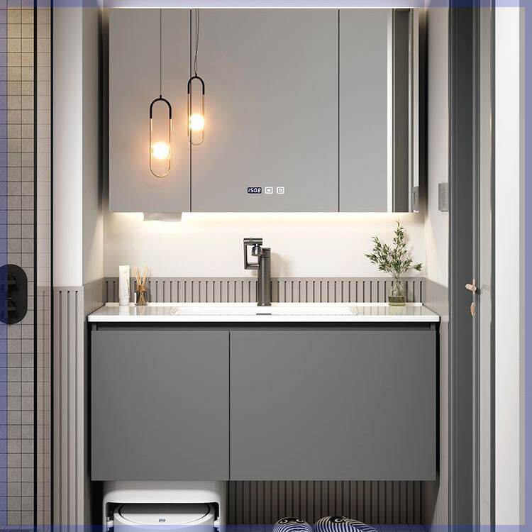 定制陶瓷一体盆浴室柜76CM86厘米96/106/116扫地机器人基站洗漱台