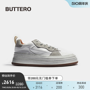 手擦做旧意大利产9612 板鞋 厚底牛皮女士休闲鞋 BUTTERO复古阶梯式