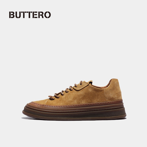 【精选7折】BUTTERO意大利产反毛牛皮男士重磅百搭低帮板鞋B9721