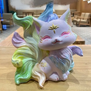 九尾狐涂色石膏娃娃白坯手工diy涂鸦彩绘立体摆件石膏娃娃大号