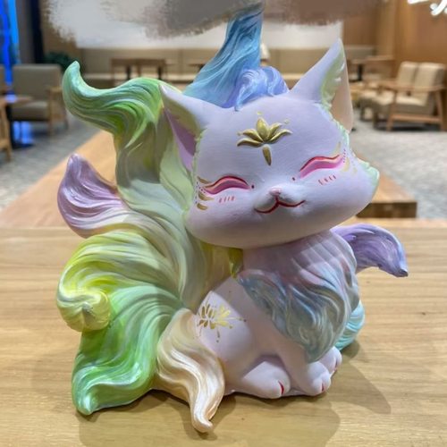 九尾狐涂色石膏娃娃白坯手工diy涂鸦彩绘立体摆件石膏娃娃大号