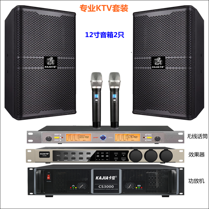 专业功放机包房唱歌KTV音响会议室扩音机12寸音箱无线话筒效果器