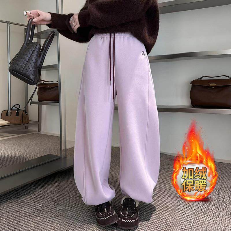 冬季束脚裤女2025新款宽松加绒加厚休闲运动裤子高腰显瘦保暖卫裤