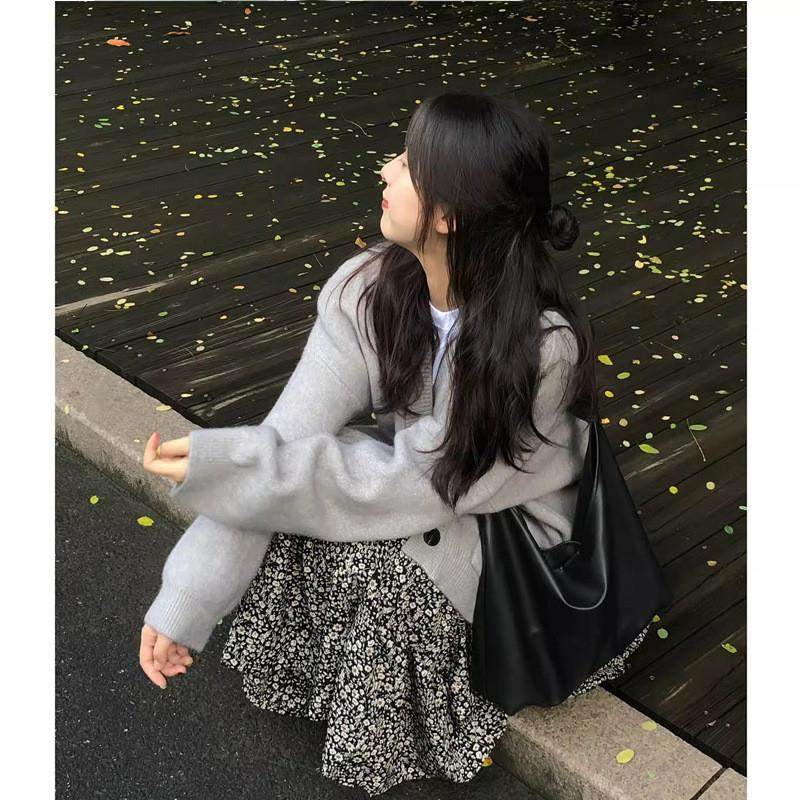 学院风软糯复古毛衣开衫外套女春秋冬宽松慵懒风休闲百搭针织上衣