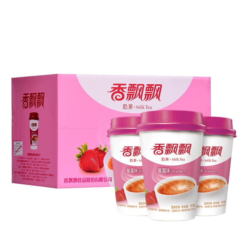 香飘飘椰果奶茶80g经典组合草莓麦香香芋原红豆味礼盒
