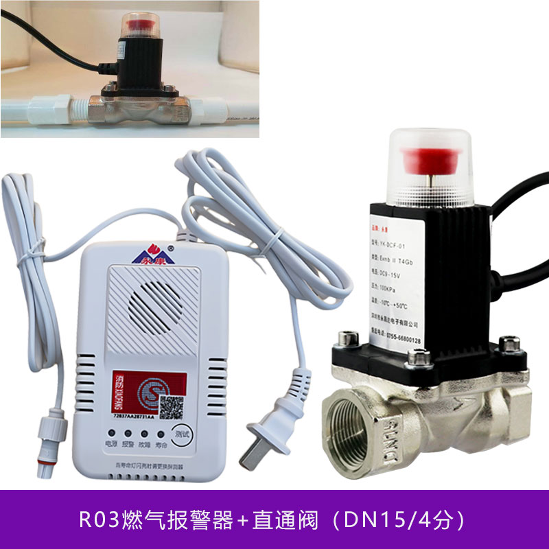 永康家用燃气报警器天然气自动切断电磁阀直通阀管道漏气自动关闭