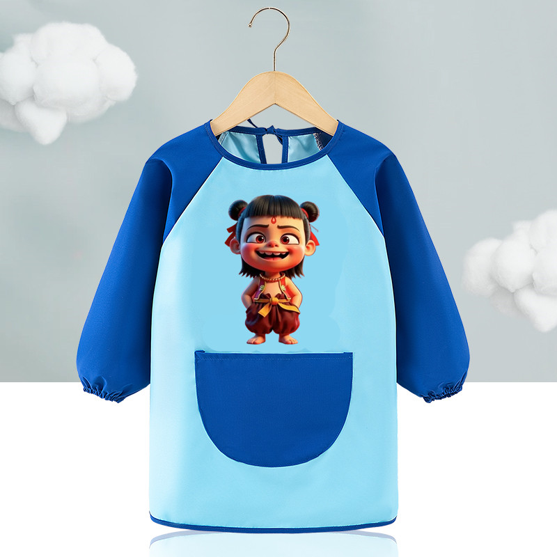 儿童罩衣哪吒敖丙新款画画衣围裙宝宝防水放脏反穿衣护衣幼儿园