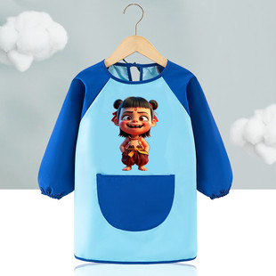 儿童罩衣哪吒敖丙新款画画衣围裙宝宝防水放脏反穿衣护衣幼儿园