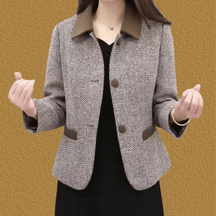 中年妈妈秋冬外套洋气短款西装女士2025新款阔太太春秋小香风上衣