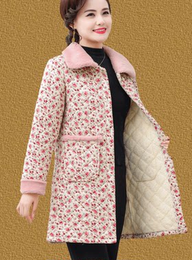 妈妈冬装棉袄加绒加厚棉衣服