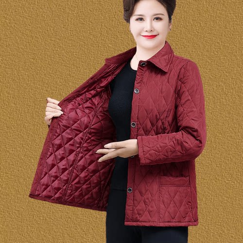 冬季妈妈装菱格纹棉服