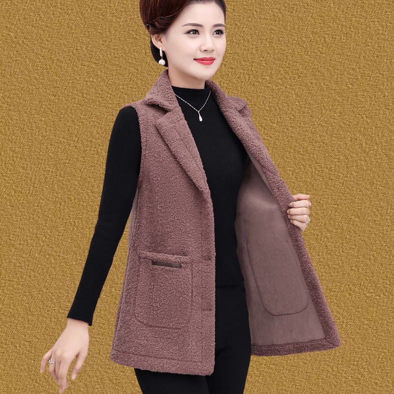 妈妈秋冬颗粒绒马甲外穿加绒加厚