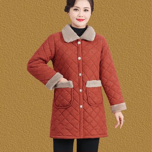 妈妈装 加厚棉服中老年人洋气百搭棉袄 秋冬保暖加绒棉衣外套女新款
